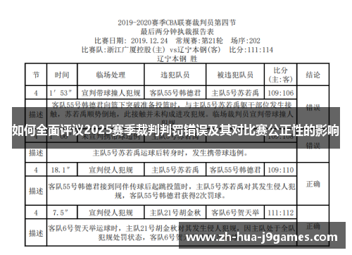 如何全面评议2025赛季裁判判罚错误及其对比赛公正性的影响